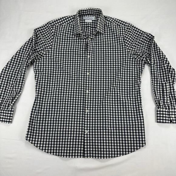 Mizzen+Main Leeward Black Gingham Check Dress Shirt Mens X-Large XL - Picture 1 of 8